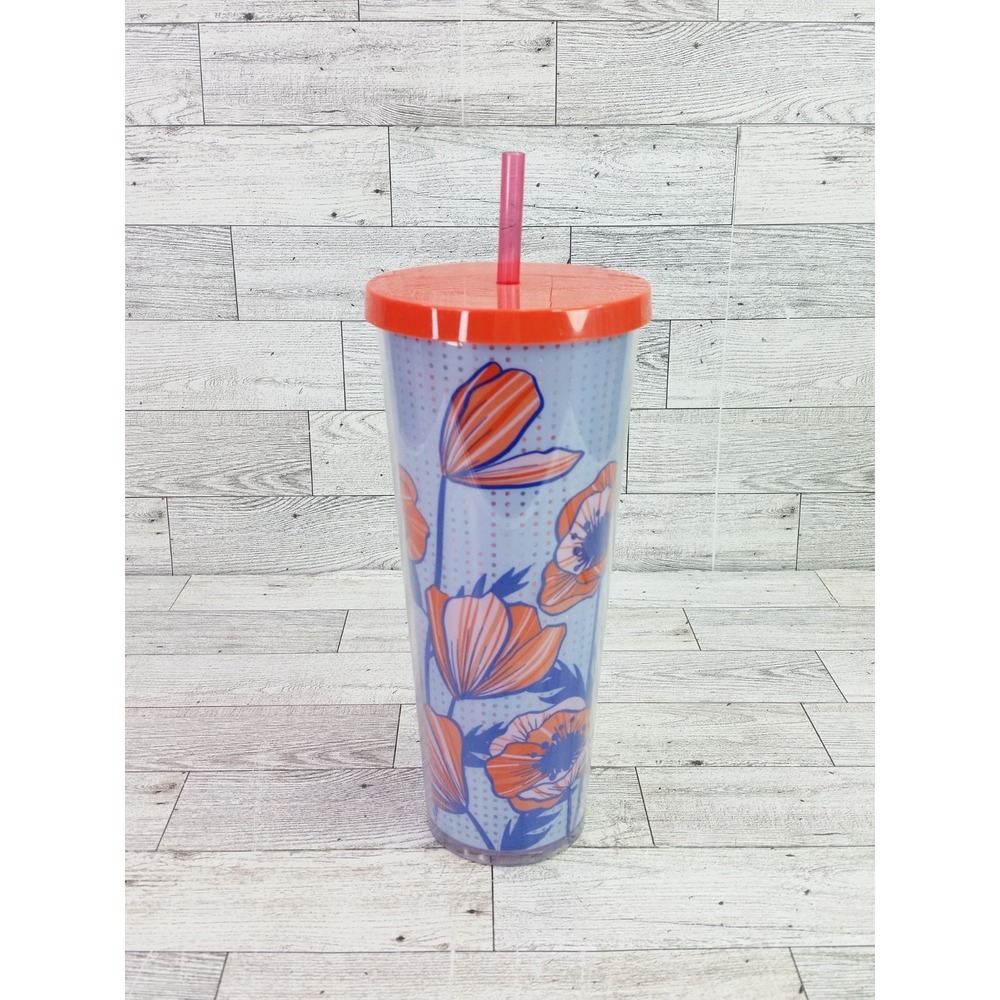 Starbucks 2017 Venti Poppy Floral Flower Cold Cup Tumbler 24 oz